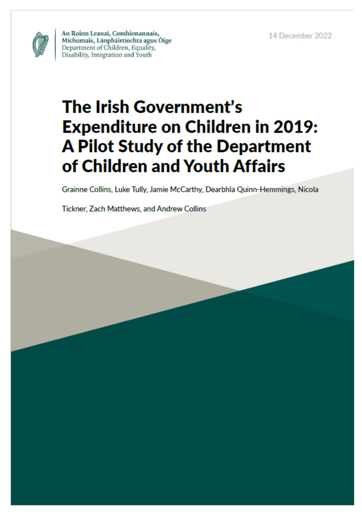 The Irish Governments Expenditure on Children in 2019 A Pilot Study of the Department of Children and Youth Affairs